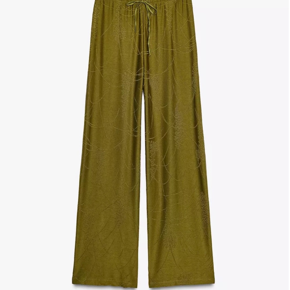 Zara FLOWY JACQUARD PANTS